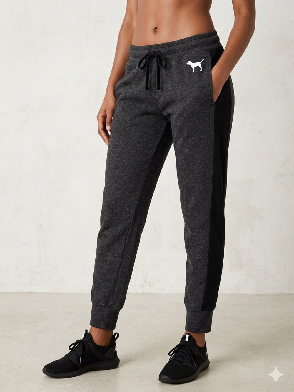 Victoria's Secret PINK Dark Gray & Black Jogger Pants Size M